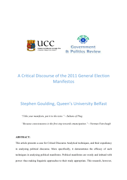A Critical Discourse of the 2011 General Election Manifestos