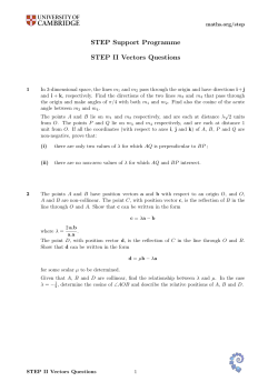 STEP Support Programme STEP II Vectors Questions