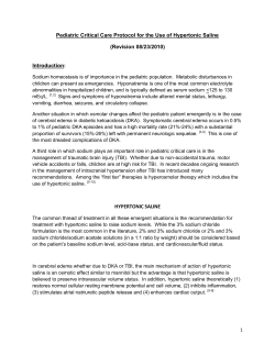 Pediatric Critical Care Protocol for the Use of Hypertonic Saline