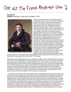 Document #1 SOURCE: Abbe Sieyes, &ldquo;What is the Third Estate