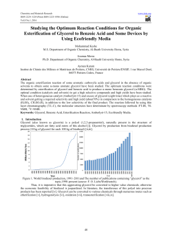Studying the Optimum Reaction Conditions for Organic Esterification