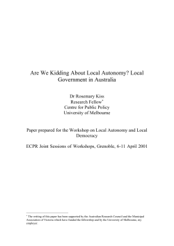Are We Kidding About Local Autonomy? Local Government in