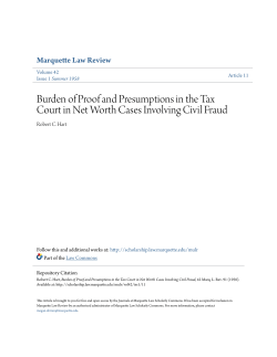 Burden of Proof and Presumptions in the Tax Court in Net Worth