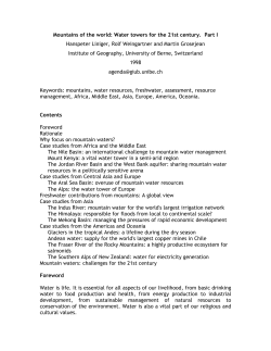 Mountains of the world: Water towers for the 21st century. Part I