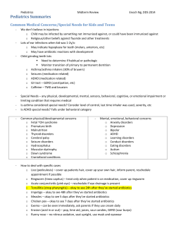 Common Medical Concerns/Special Needs for Kids