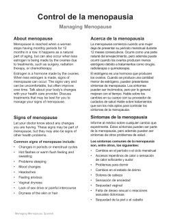Control de la menopausia - Health Information Translations