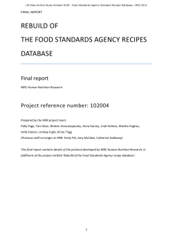 FSA Recipes Database Rebuild Final Report