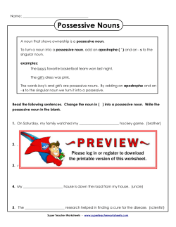 Possessive Nouns - Super Teacher Worksheets