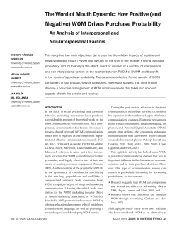 The Word of Mouth Dynamic: How Positive (and Negative) WOM