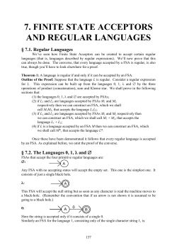 CHAP07 FSAs and Regular Languages
