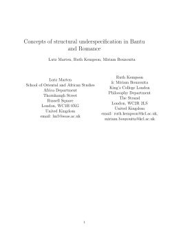 Concepts of structural underspecification in Bantu and Romance