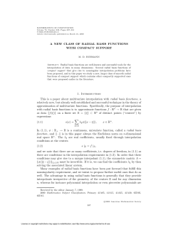 A NEW CLASS OF RADIAL BASIS FUNCTIONS WITH COMPACT