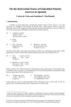 On the Referential Status of Embedded Polarity Answers in Spanish