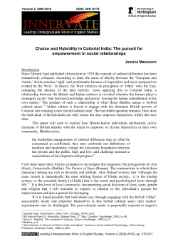 Choice and Hybridity in Colonial India: The pursuit for empowerment