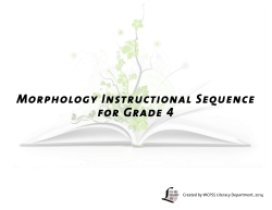 Morphology Instructional Sequence for Grade 4