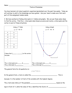 Traits of Parabolas You have learned a lot about quadratic equat