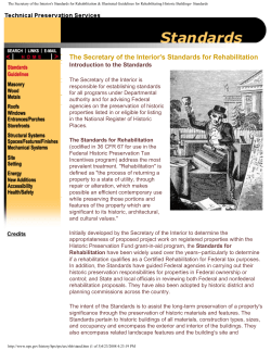 The Secretary of the Interior`s Standards for Rehabilitation