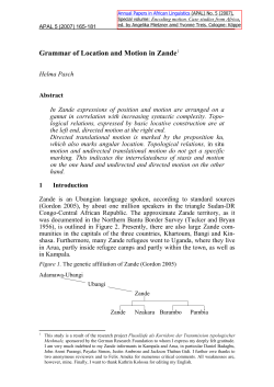Grammar of Location and Motion in Zande1