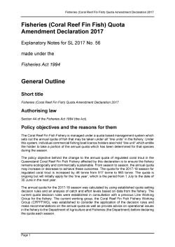Fisheries (Coral Reef Fin Fish) Quota Amendment Declaration 2017