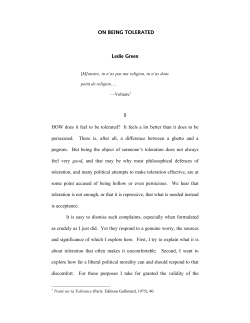 TOLERANCE AND UNDERSTANDING