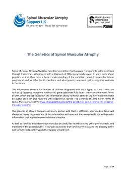 The Genetics of Spinal Muscular Atrophy