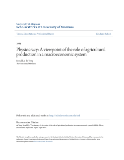 Physiocracy: A viewpoint of the role of agricultural production in a