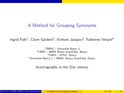 A Method for Grouping Synonyms - HAL