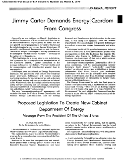 Jimmy Carter Demands Energy Czardom from Congress