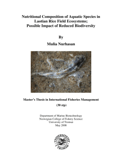 Nutritional Composition of Aquatic Species in Laotian Rice Field