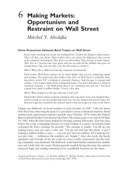 6 Making Markets: Opportunism and Restraint on Wall Street