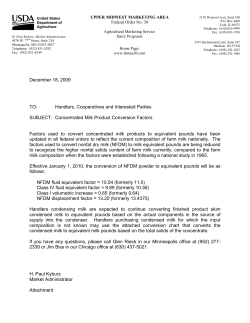 Revision in Concentrated Milk Product