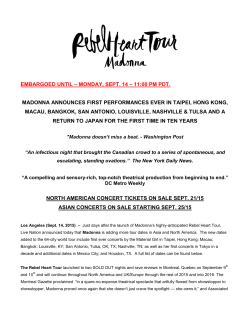 embargoed until &ndash; monday, sept. 14 &ndash; 11:00 pm pdt. madonna