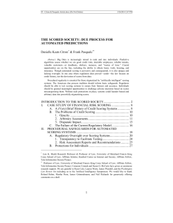 The Scored Society: Due Process for Automated Predictions
