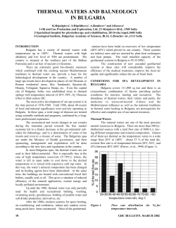 THERMAL WATERS AND BALNEOLOGY IN BULGARIA