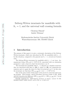Seiberg-Witten invariants for manifolds with $ b_+= 1$, and the