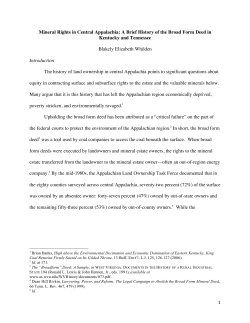 A Brief History of the Broad Form Deed in Kentucky and