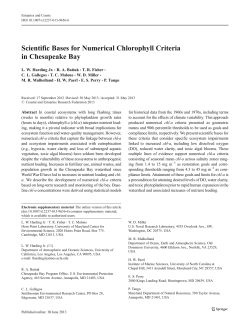 Scientific Bases for Numerical Chlorophyll Criteria in Chesapeake Bay