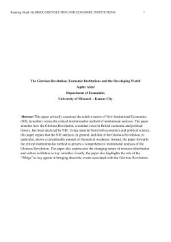 The Glorious Revolution, Economic Institutions and the Developing