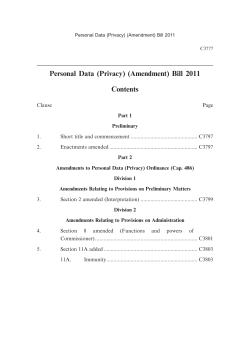 Personal Data (Privacy) (Amendment) Bill 2011