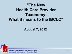 The New Taxonomy Code: What it Means to the IBCLC.