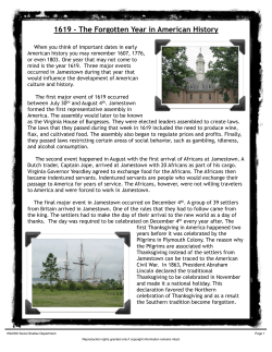 1619 &ndash; The Forgotten Year in American History