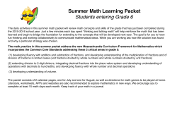 Summer Math Learning Packet Students entering Grade 6