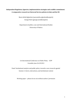 1 Independent Regulatory Agencies, implementation strategies and