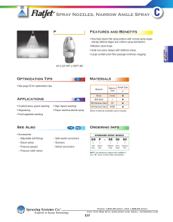 Spray Nozzles, Narrow Angle Spray