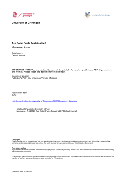 University of Groningen Are Solar Fuels Sustainable