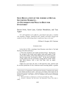 Self-Regulation of the American Retail Securities Markets