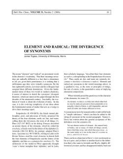 ELEMENT AND RADICAL: THE DIVERGENCE OF SYNONYMS