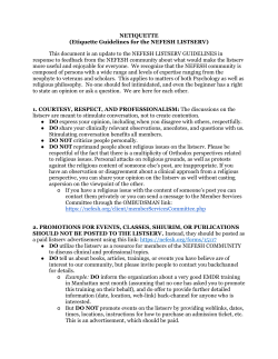NETIQUETTE (Etiquette Guidelines for the NEFESH LISTSERV