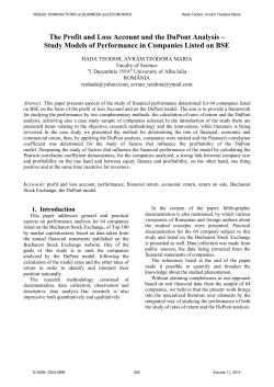 The Profit and Loss Account and the DuPont Analysis