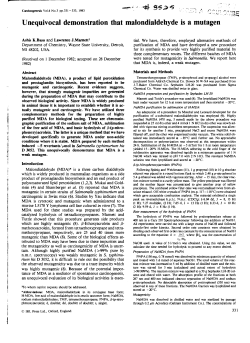Unequivocal demonstration that malondialdehyde is a